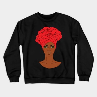 anime black girl with red Crewneck Sweatshirt